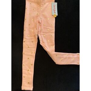 Cat And Jack Pink Leggings With Gold Hearts Cozy 4/5 Thick Fleece Lined
